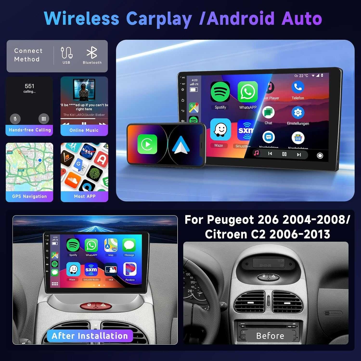 Мултимедия за Peugeot 206 Citroen C2 Android навигация плеър Андроид