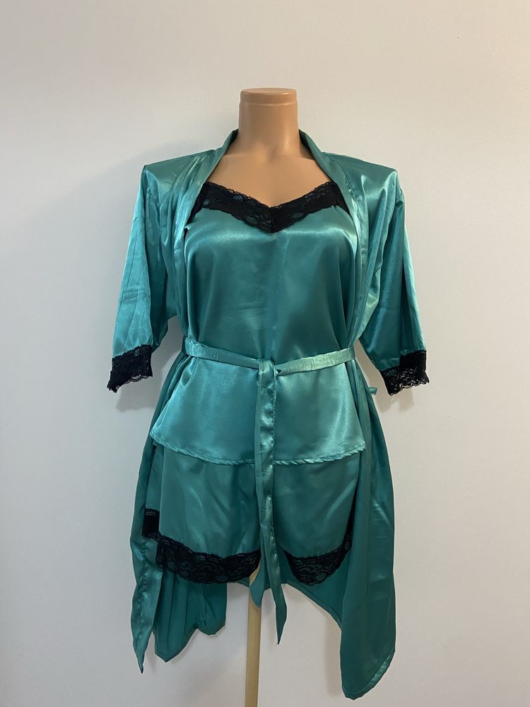 Set dama satin pijama verde