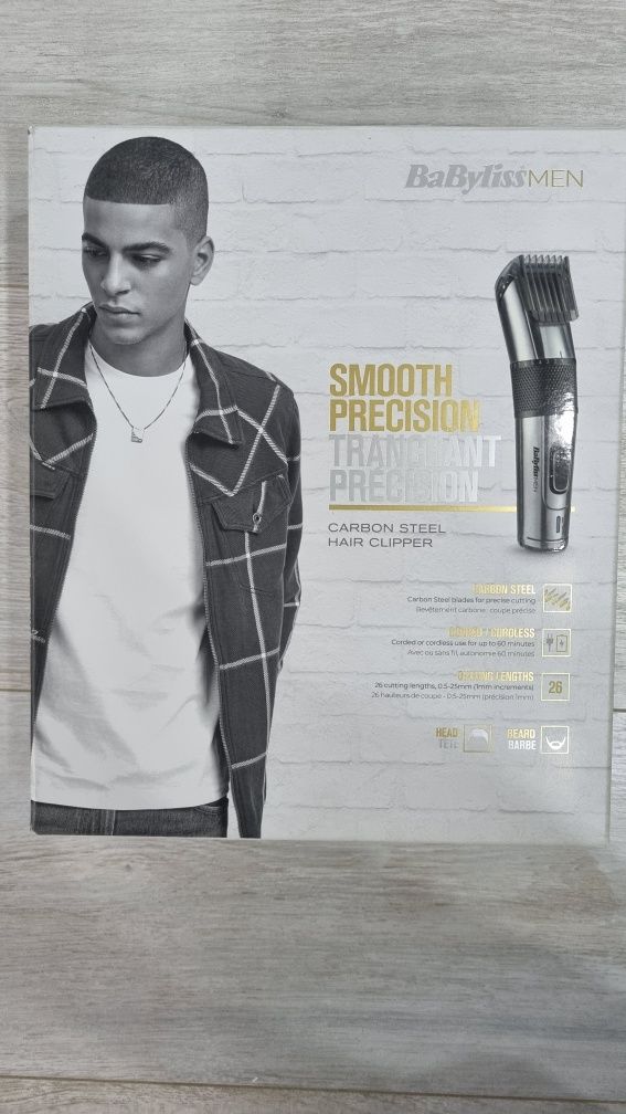 Masina de tuns + Trimmer, BaByliss, Men Smooth Precision, Titan,
