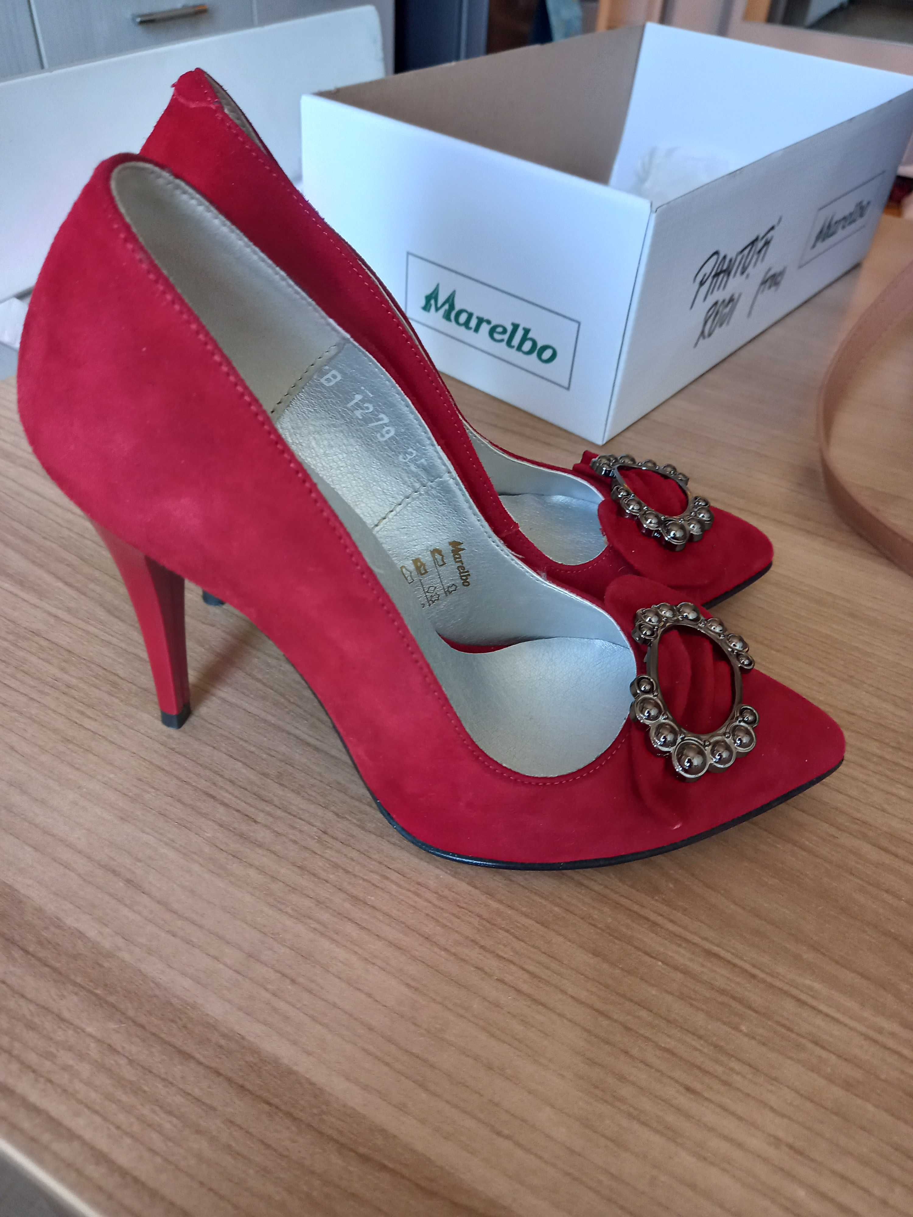 Pantofi piele rosii Stiletto, nr 35