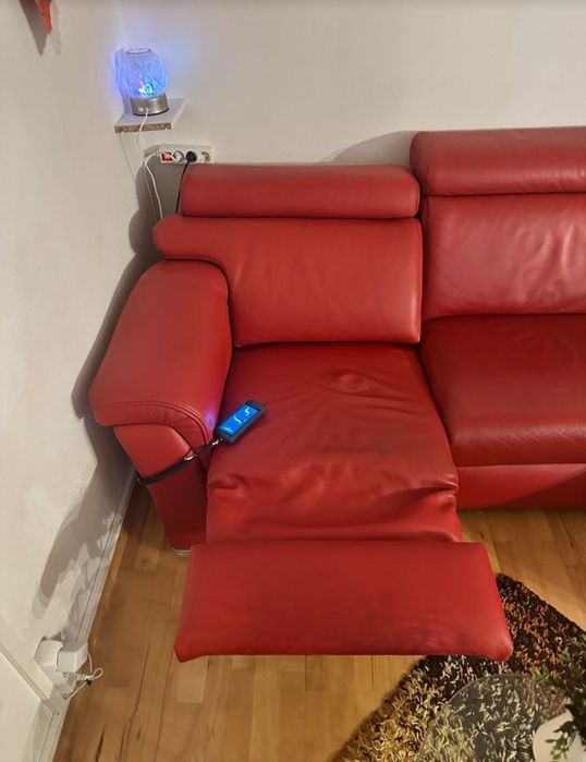 Canapea colțar din piele naturală, electrică,cu telecomandă