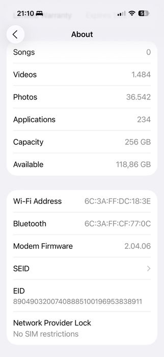 Iphone 16 Pro 256GB - natural - esim - 93%