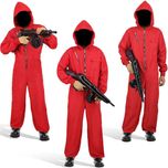 Costum Money Heist pentru Adulti Salopeta Rosie cu Masca Salvador Dali