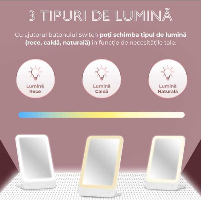 Oglindă machiaj cosmetică cu LED-uri Judios®AURA