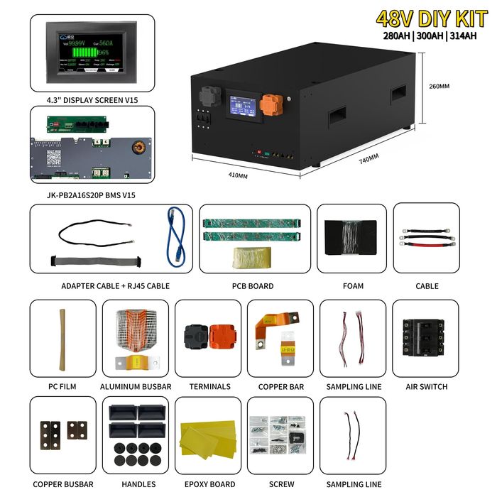 Батерия 16kW Lifepo4 направи си сам EVE 314Ah jkbms