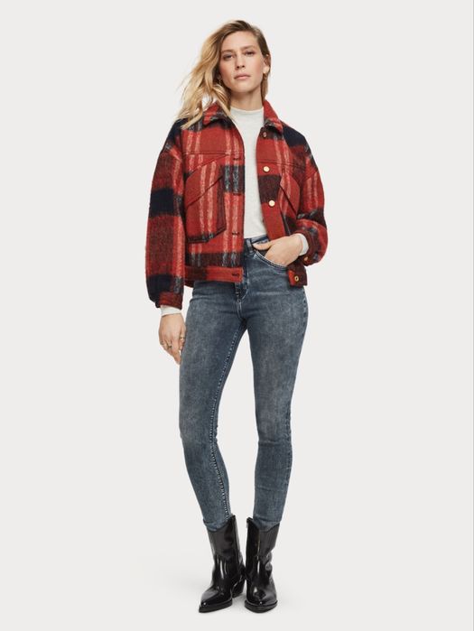 SCOTCH & SODA Women Oversized Checked Trucker Jacket