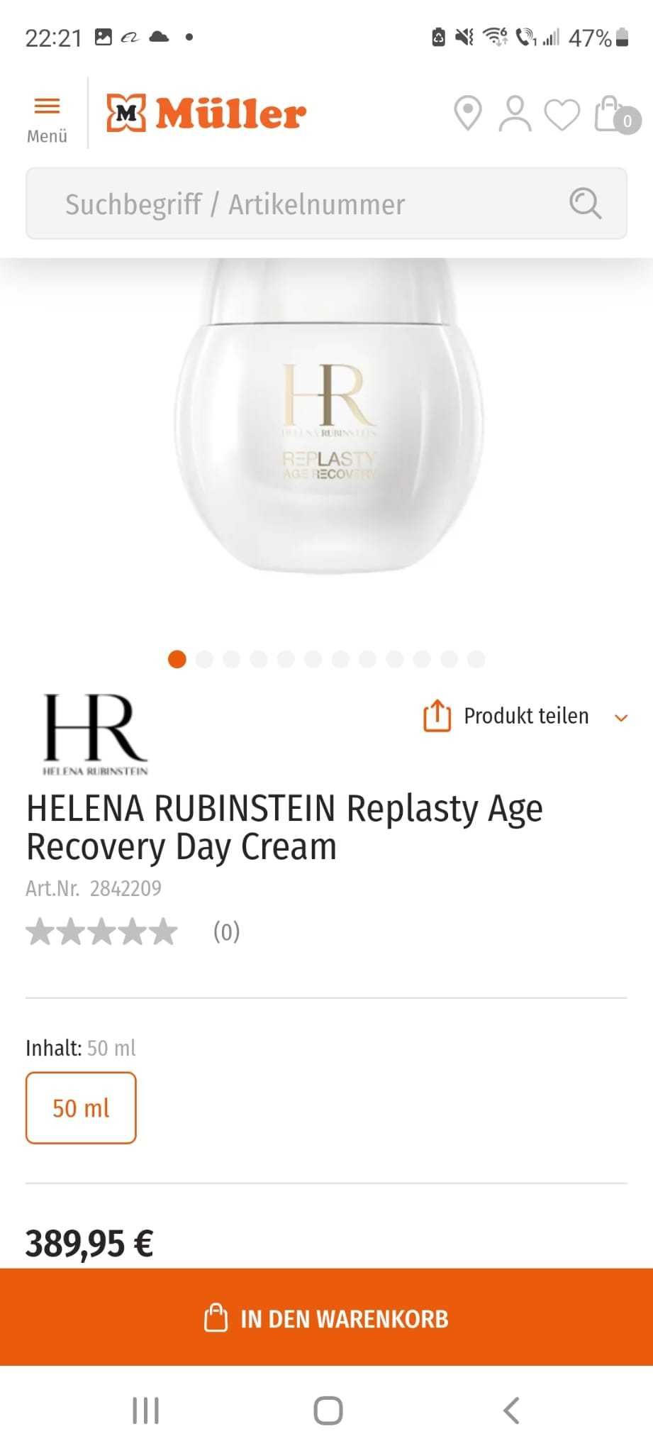 HELENA RUBINSTEIN HR Replasty Age Recovery Day Cream 50ml