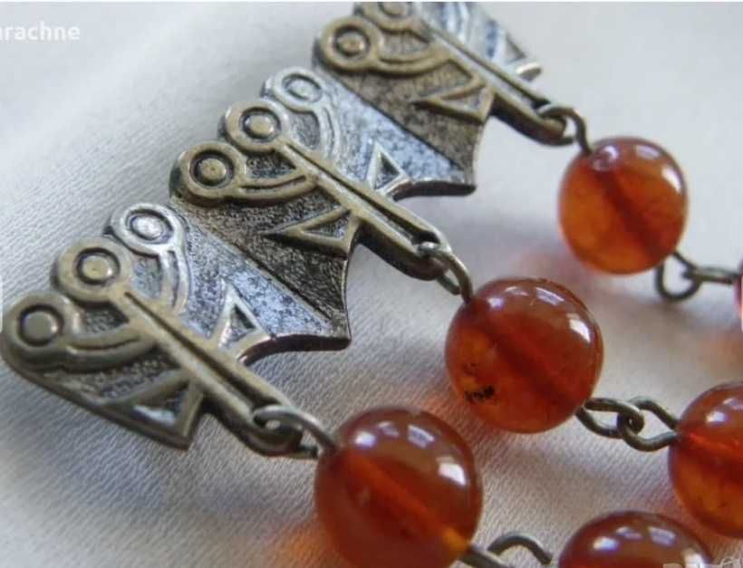 Брошка с натурален кехлибар,Калининград,СССР