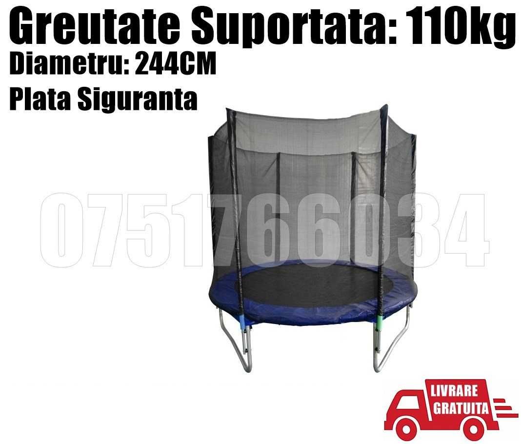 Trambulina Copii Rotunda 244cm 110kg Plasa Siguranta LIVRARE GRATUITA