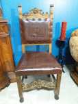Set decorativ scaune lemn masiv piele naturala foarte solide 6 buc.