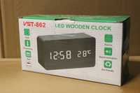 Ceas digital de birou lemn 862-VST cu Led alarma si temperatura