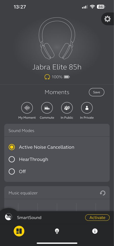 Casti JABRA Elite 85h, Bluetooth, Over-Ear, Microfon, Noise Cancelling