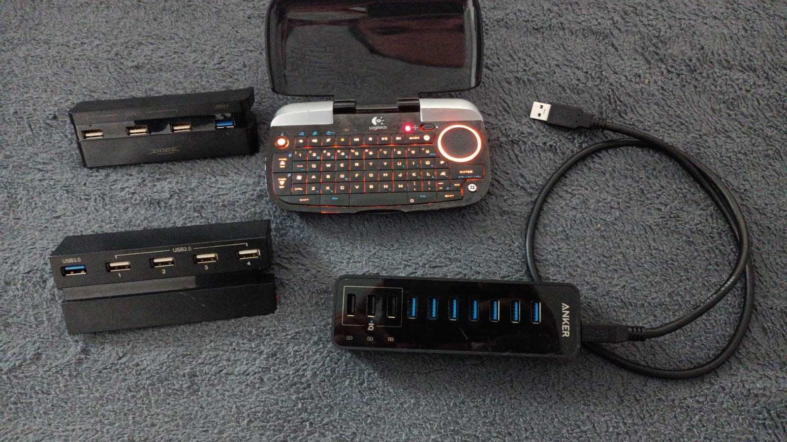 logitech dinovo mini , hub usb 3, USB  PS4 Apple TV ,samsung allshare