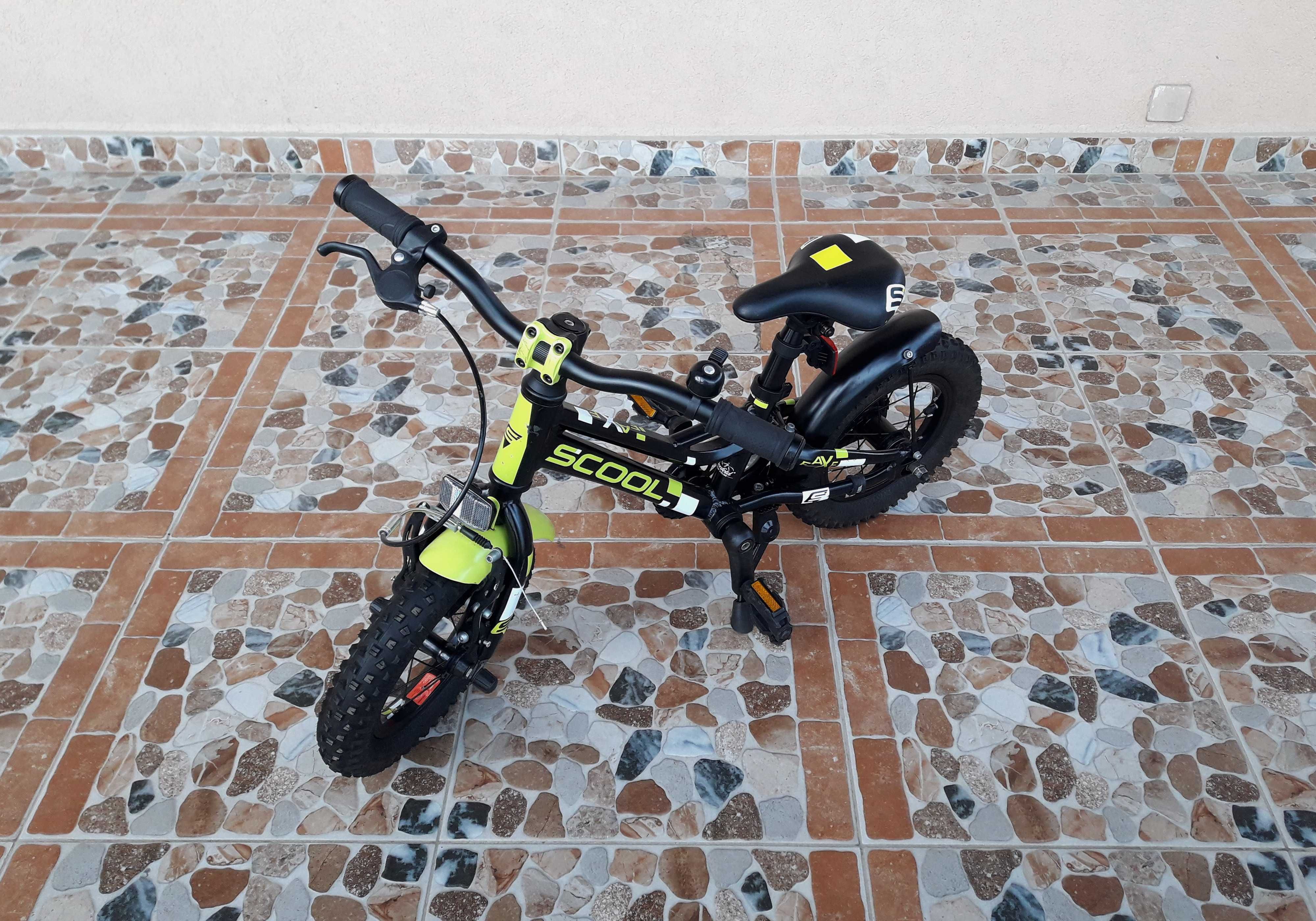 Bicicletă pentru copii 12’ S'Cool Faxe 12-1, ALUMINIU – negru/verde