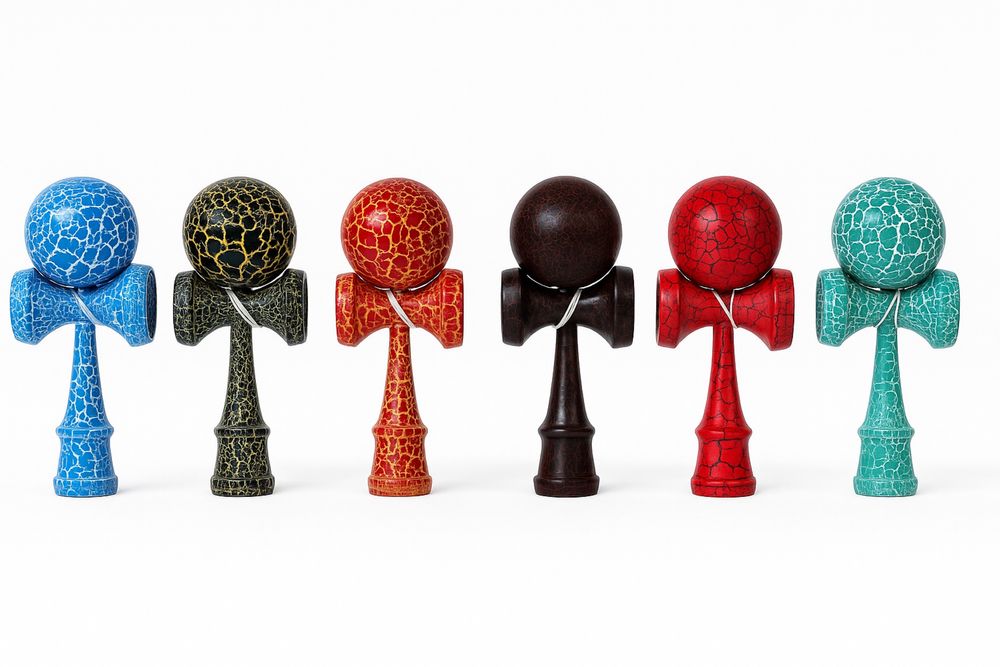 Kendama profesionala cu design crackle – nouă, ideală pentru trucuri