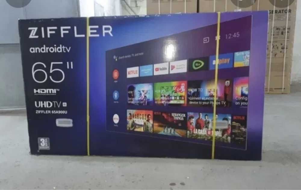 Телевизор ZIFFLER SmartTv 4K 75/65/55/50/43 + прошивка, РАССРОЧКА есть