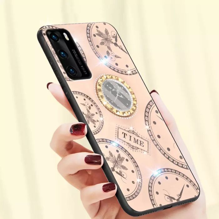 Husa cu pietricele și inel model TIME pentru Huawei P40 , P40 Pro