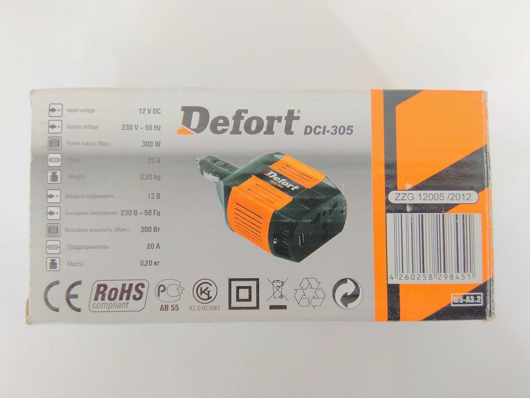 Инвертор НЕМСКИ 12-220V 300W Defort DCI-305