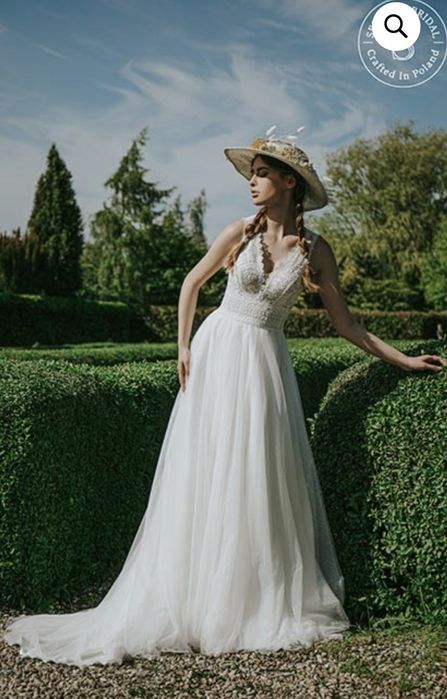 Rochie de mireasa A line cu mâneci detasabile