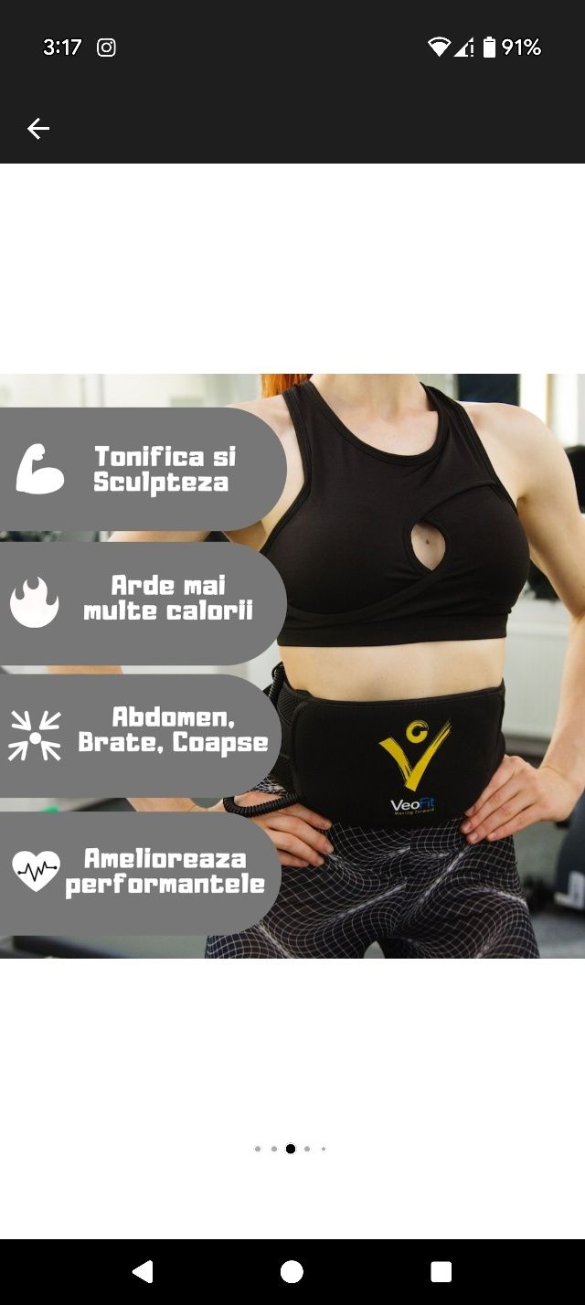 Centura de Electrostimulare EMS VeoFit pentru Slabit si Tonifiiere