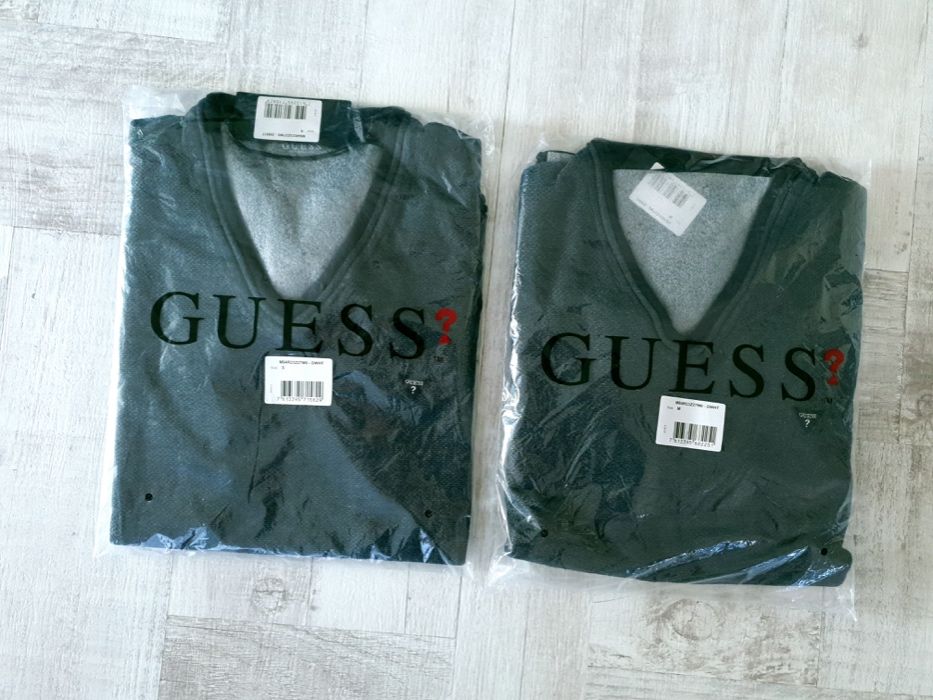 ПРОМО GUESS JEANS- S  размер - Оригинална мъжки сив пуловер