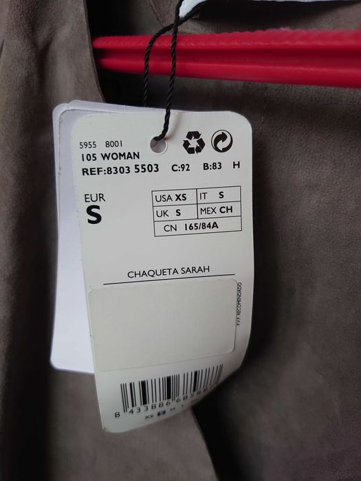 MANGO Сако-блейзър-яке естествена кожа