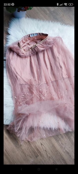 Fustiță lunga cu tul, roz pudra trandafiru, croi avantajos siluetei