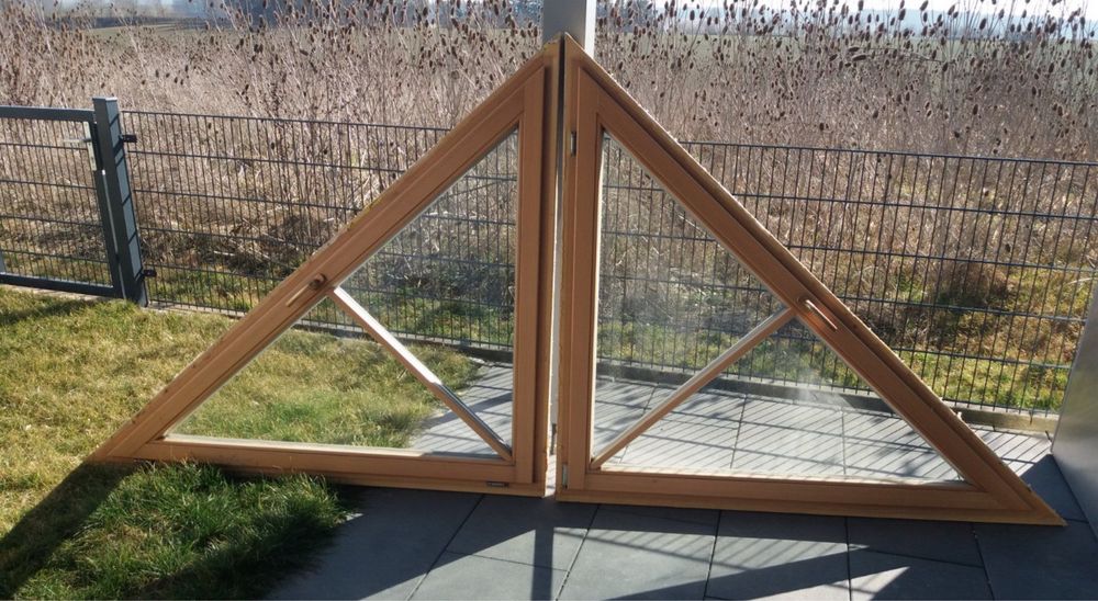 FEREASTRA LEMN ALU triunghi termopan casa cabana mansarda H 170x L 148