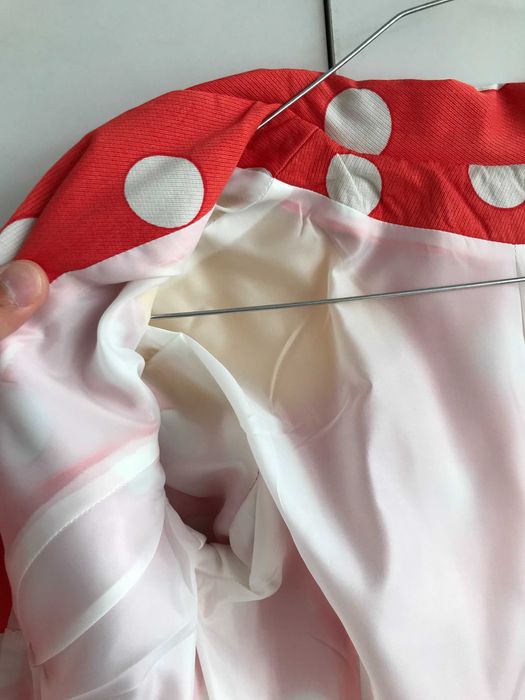 Haină Sacou De Damă Roșu cu Buline Albe