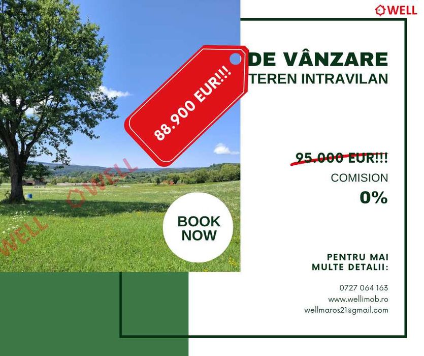 De vânzare teren intravilan de 7.600 m² situat în Sovata