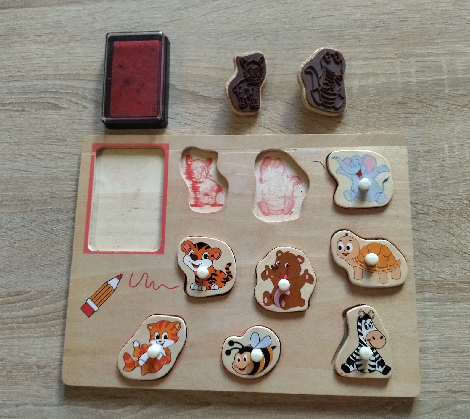 Комплект детски дървени печати за игра (2бр)