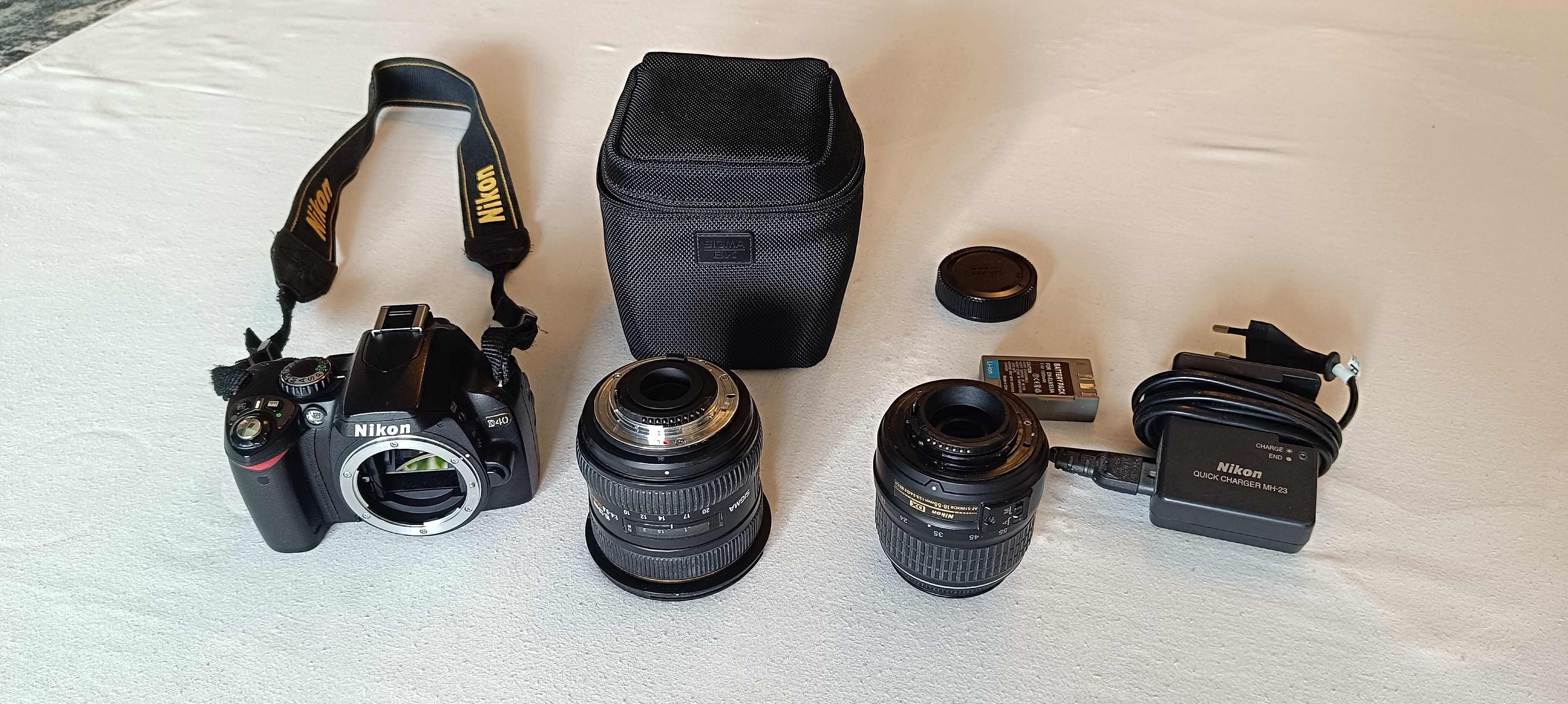 Aparat foto DSLR Nikon D40 + obiectiv Sigma 10-20 + Nikkor 18-55