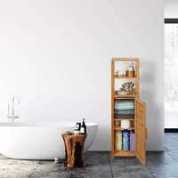 Бамбуков шкаф за баня 6 рафта Влагоустойчив 119 x 33 x 25,5 Естествен