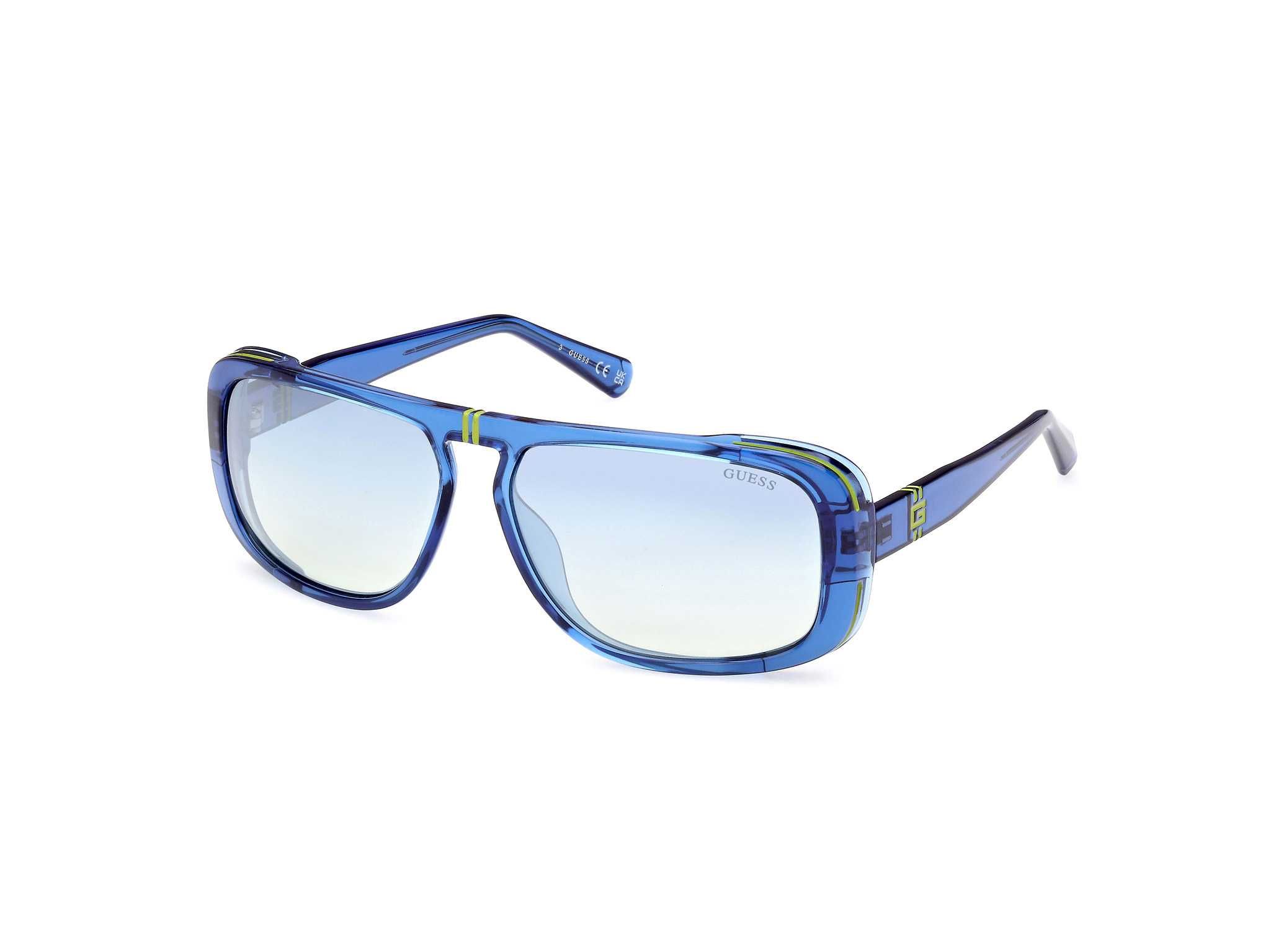 GUESS – Мъжки огледални слънчеви очила "BLUE RECTANGLE" нови с кутия