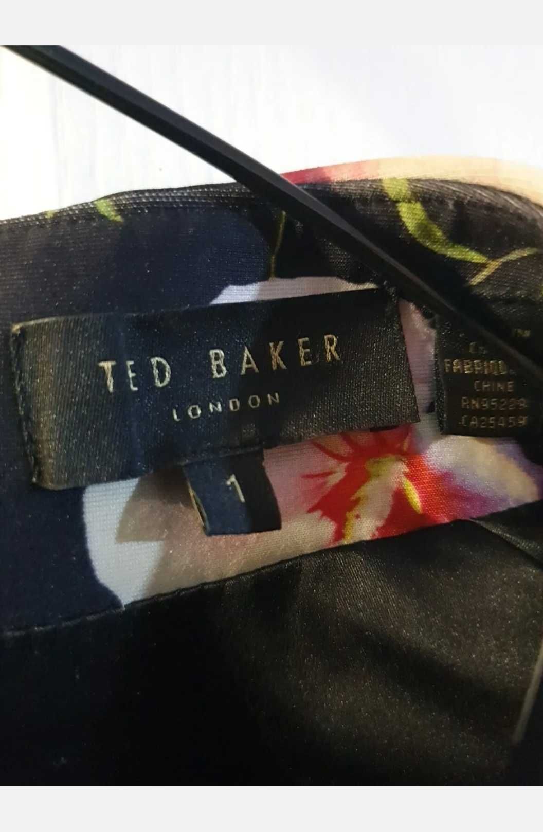 Ted Baker midi официална рокля черна с флорал. Размер S.