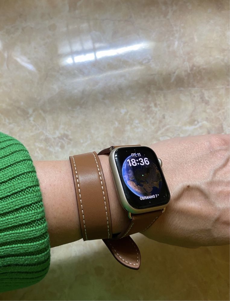 Двойной кожаный ремешок для Apple Watch под hermes