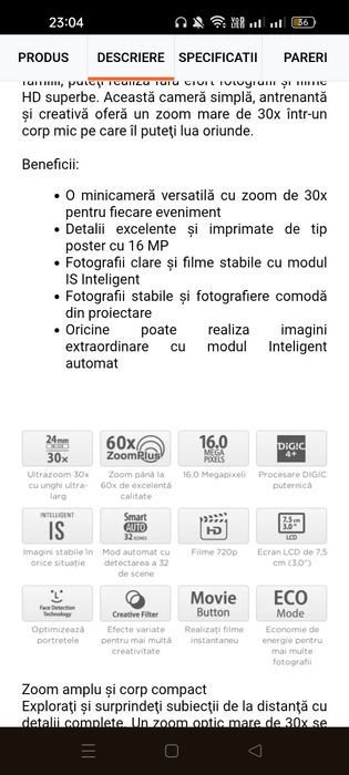 Camera foto/video Canon.