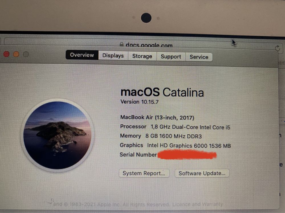 Macbook air 2017 128 gb 13 inch core i5