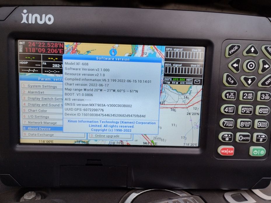 Gps chart plotter xinuo xf-607 navigation