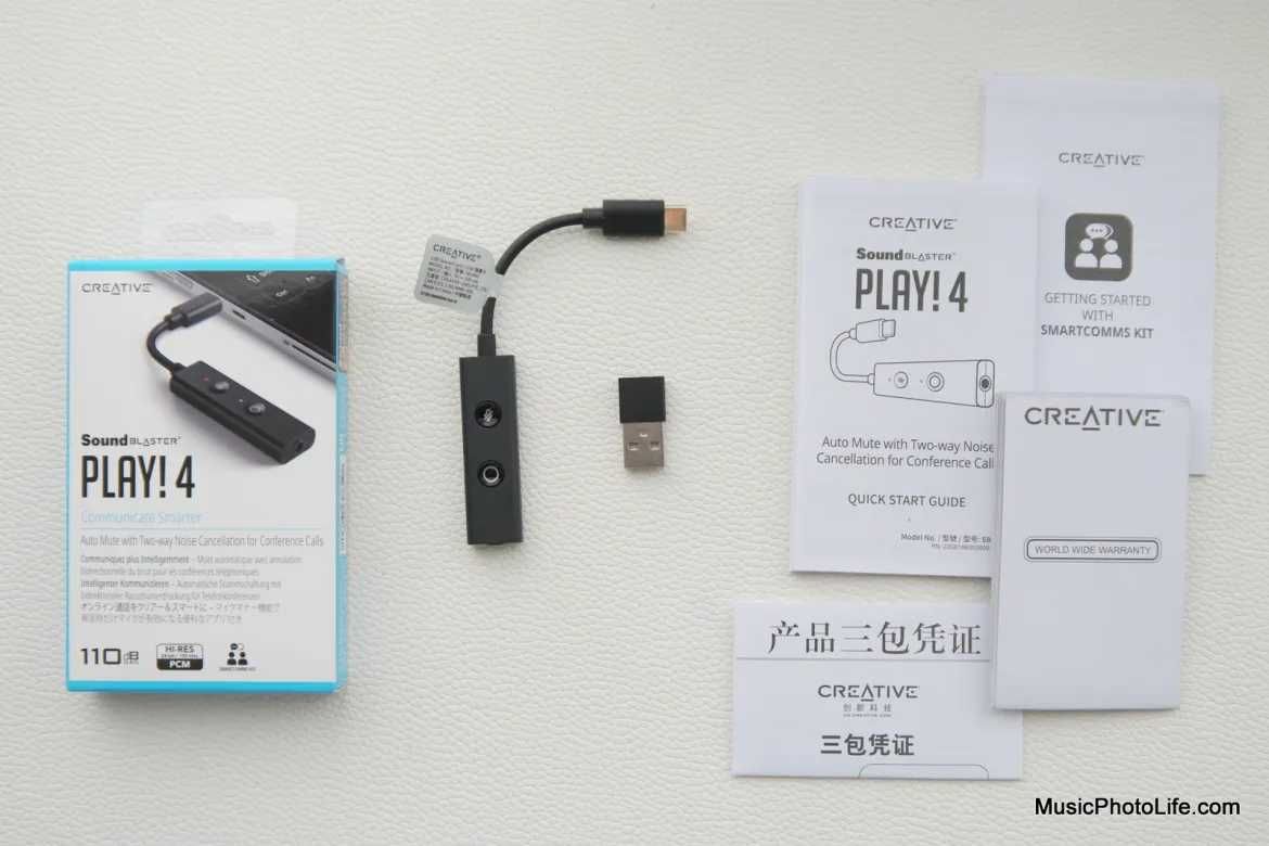 CREATIVE SB PLAY!4 ЗВУКОВА КАРТА,USB-C, 3.5mm,NoiseClean,Crystal Voice