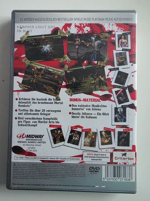 Mortal Kombat Deadly Alliance PS2 Playstation 2 игра