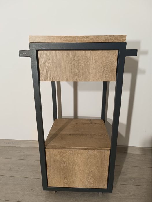 4 Buc. Comodă pe Roți cu Sertar și Blat Pliabil; Stand; Dulap Suport