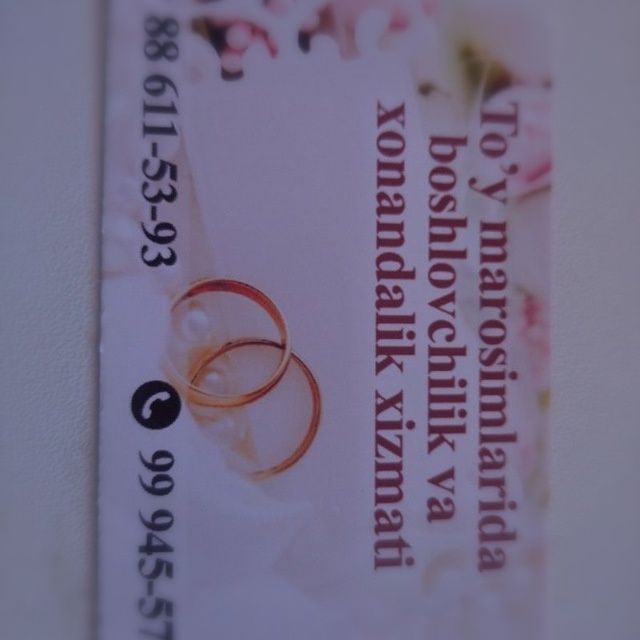 To'yda,tug'ilgan kunlarda  boshlovchilik xonandalik xizmati