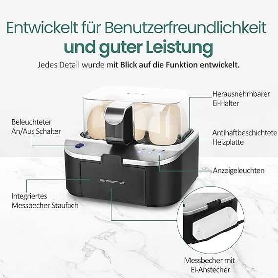 EMERIO Говореща машина за яйца Sieger EB-123177.1 три нива на готвене