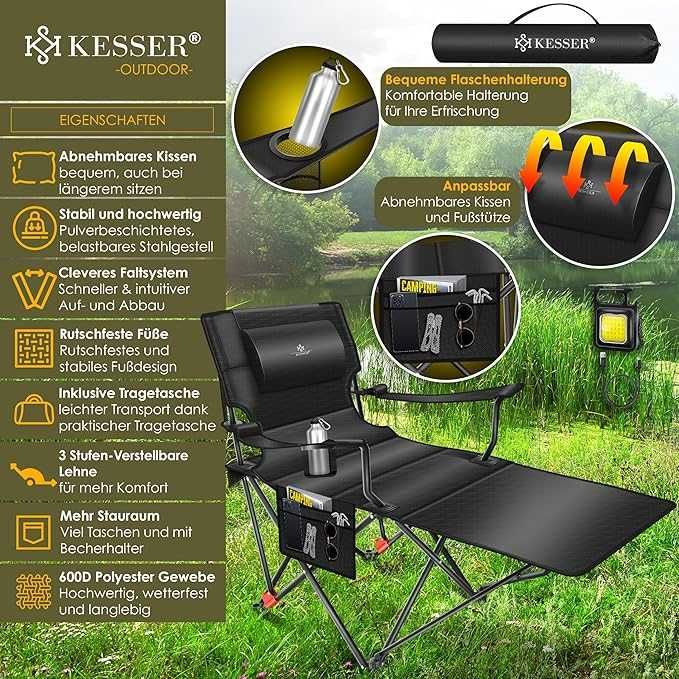 Къмпинг стол KESSER® 2 в 1, шезлонг, до 160 кг |