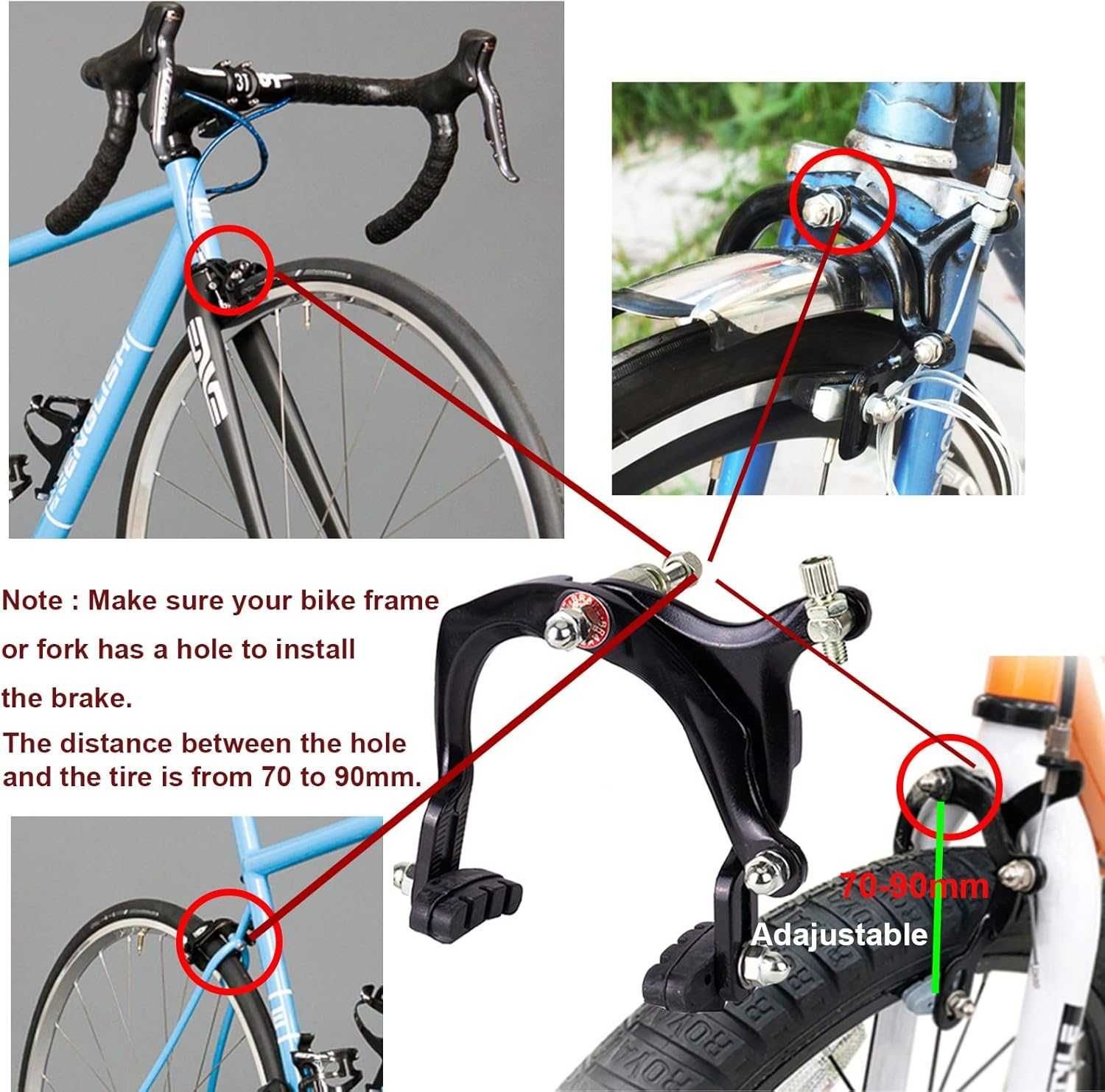 Set frane bicicleta, fata spate, Mimoke maner si clampa (fara cabluri)