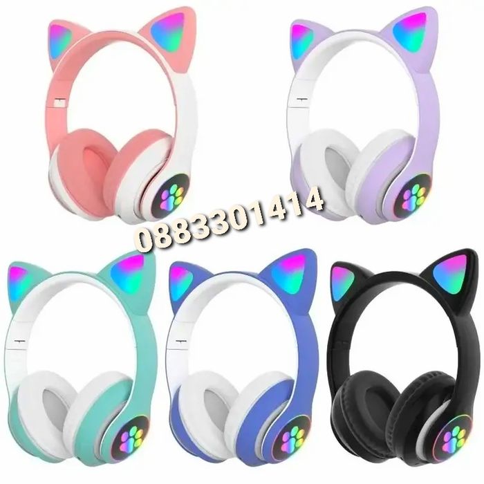 Светещи Безжични слушалки Коте Слушалки с уши