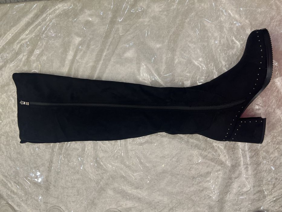 Замшевые сапоги ботфорты