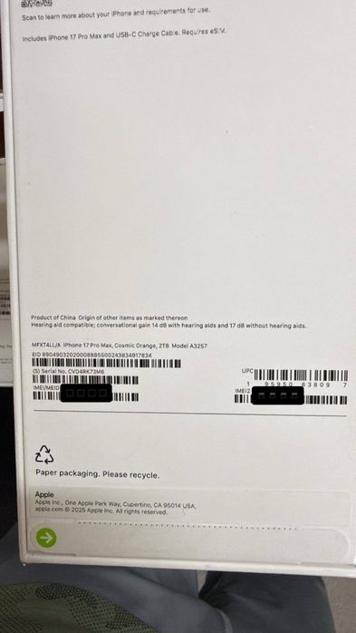 iPhone 17 Pro Max 2TB orange LLA AMERICA