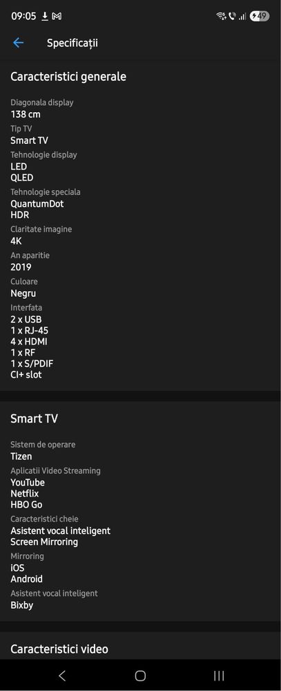 Televizor Smart Samsung 4k diag 138 cm